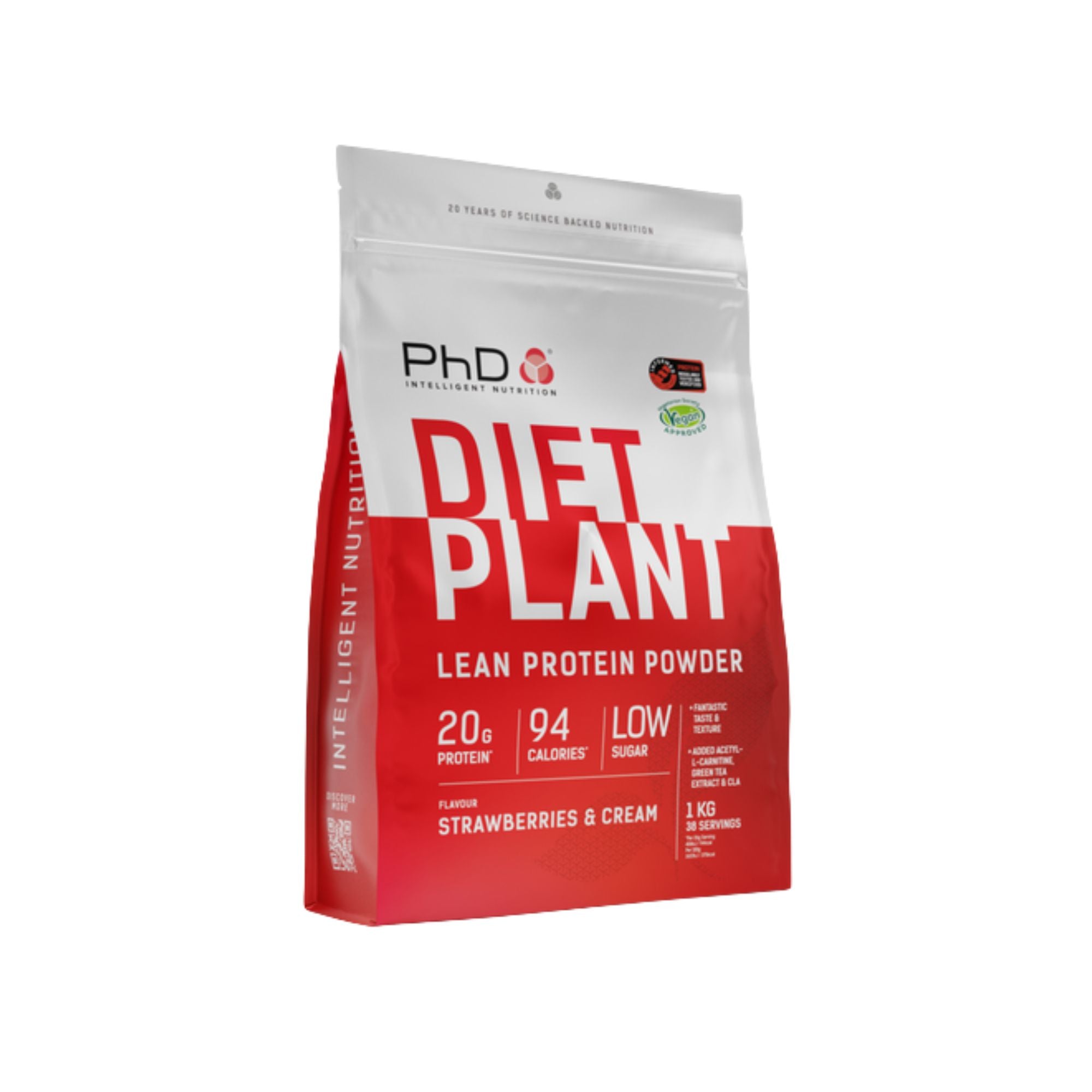 PHD DIET PLANT PROTEIN 1KG | STRAWBERRY & CREAM