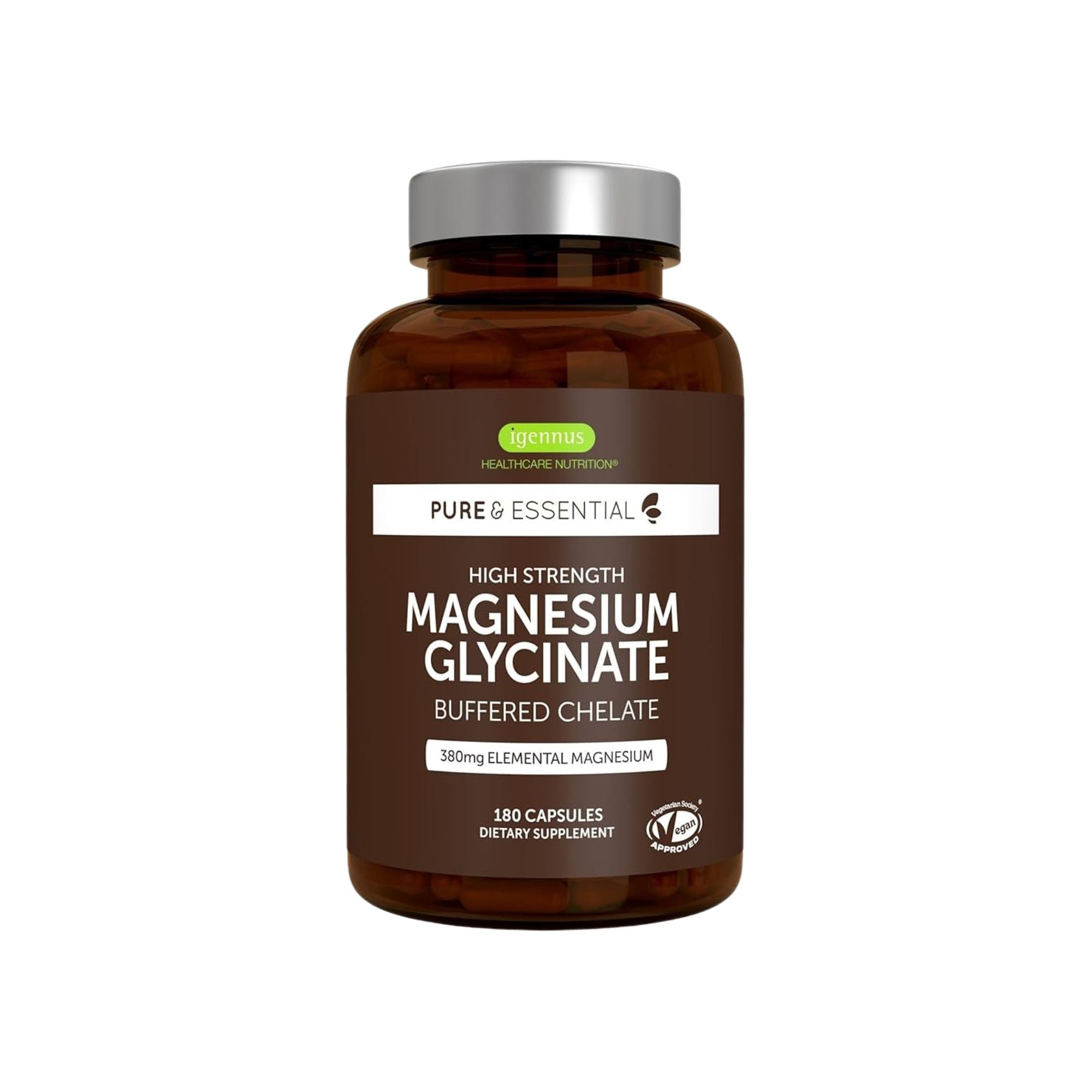 MAGNESIUM GLYCINATE 380MG (HIGH STRENGHT) | 180 VEGAN CAPSULES